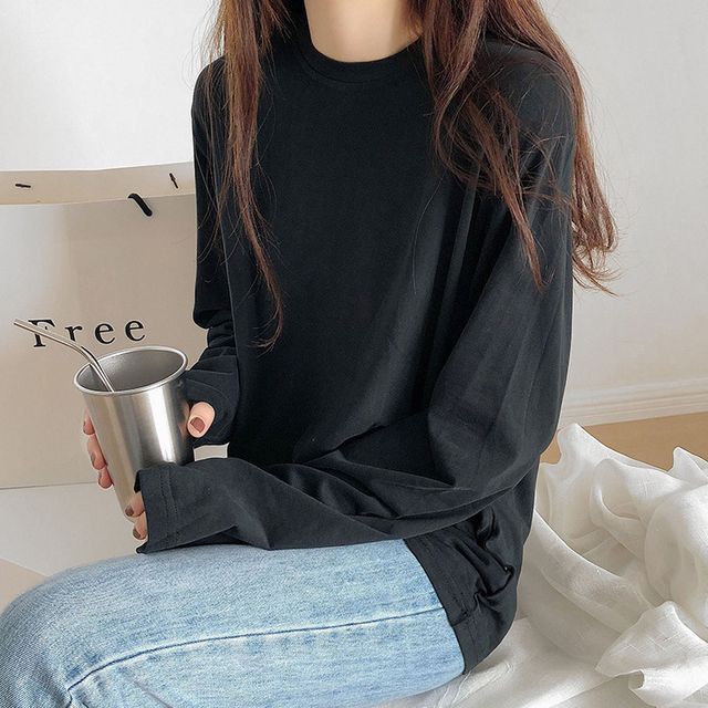 Cossita-Plain Long-Sleeve T-Shirt