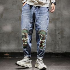 Rampo - Camo Panel Straight-Leg Jeans Rampo - Camo Panel Straight-Leg Jeans