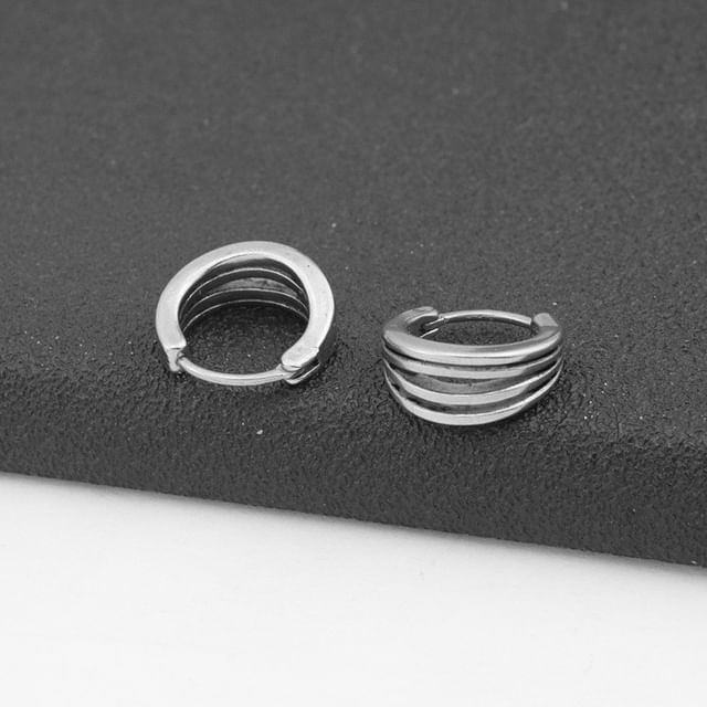 Juanitro-Layered Stainless Steel Huggie Earring