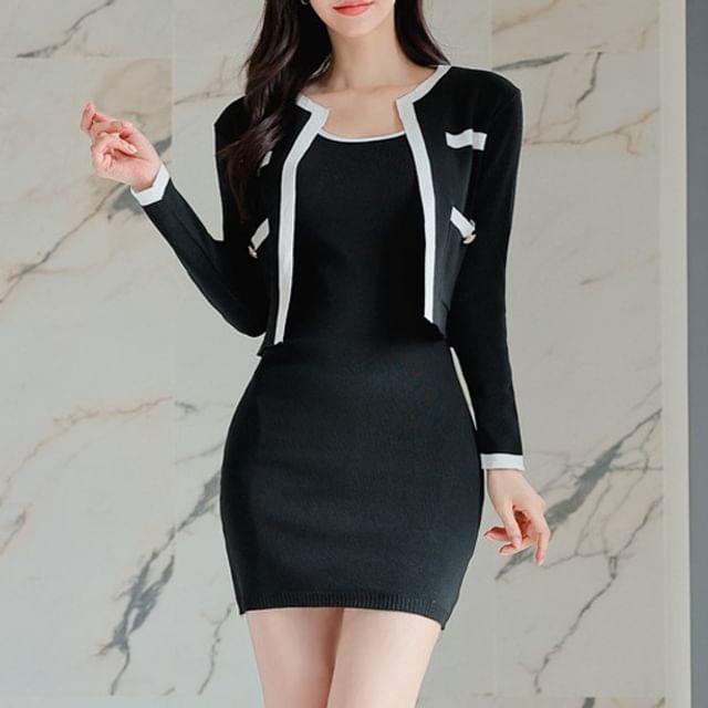 black bodycon dress with jacket AKIRA Reyna Midi Bodycon Dress | Black main image 0