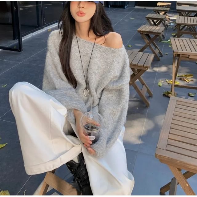 ANORA-Boat Neck Oversized Sweater