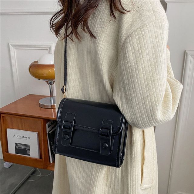Indenis-Plain Faux Leather Satchel
