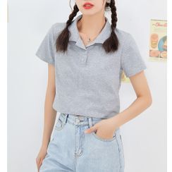 Jamong - Short-Sleeve Plain Polo Shirt