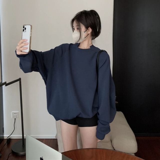Beem-Crew Neck Plain Sweatshirt