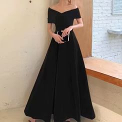 dress for evening event Pink Tulle Tea Length Prom Dress, Pink Tulle Formal Dress – shopluu main image 1