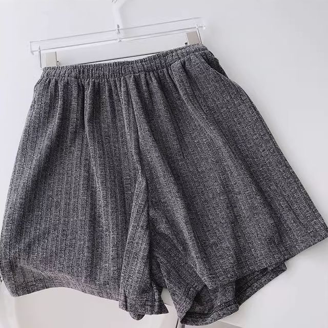 Faiar-Elastic Waist Plain Shorts