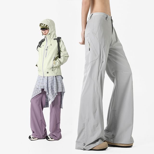 Koiyua-Mid Rise Plain Flared Cargo Pants