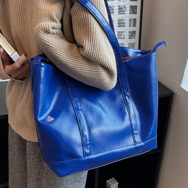 Patent Faux Leather Tote Bag