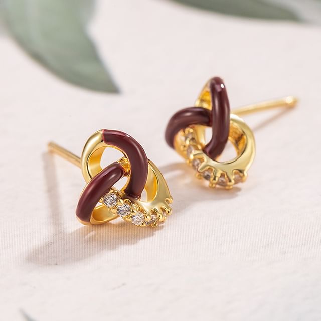 Forainer-Rhinestone Geometry Stud Earring
