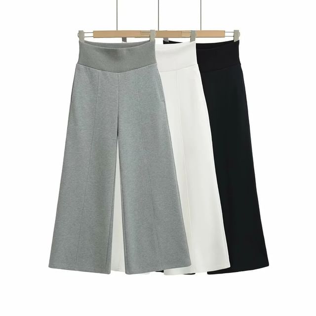 Asiris-High Rise Plain Wide Leg Sweatpants
