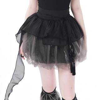 Florimi Mid Rise Plain Asymmetrical Mini A-Line Skirt