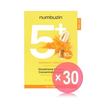 numbuzin - No.5+ Glutathione Vitamin Concentrated Mask Set 10 sheets (x30) (Bulk Box)
