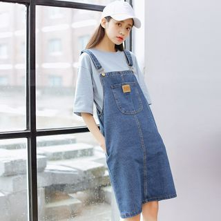 Hojija - Denim Pinafore Dress | YesStyle