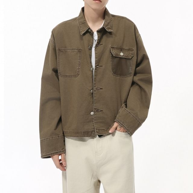 FAERIS-Collared Denim Button-Up Jacket