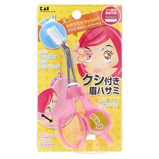 KAI - Eyebrow Scissors DX With Comb Pink