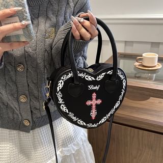Bagbarbay Crisscross Embroidered Heart Crossbody Bag