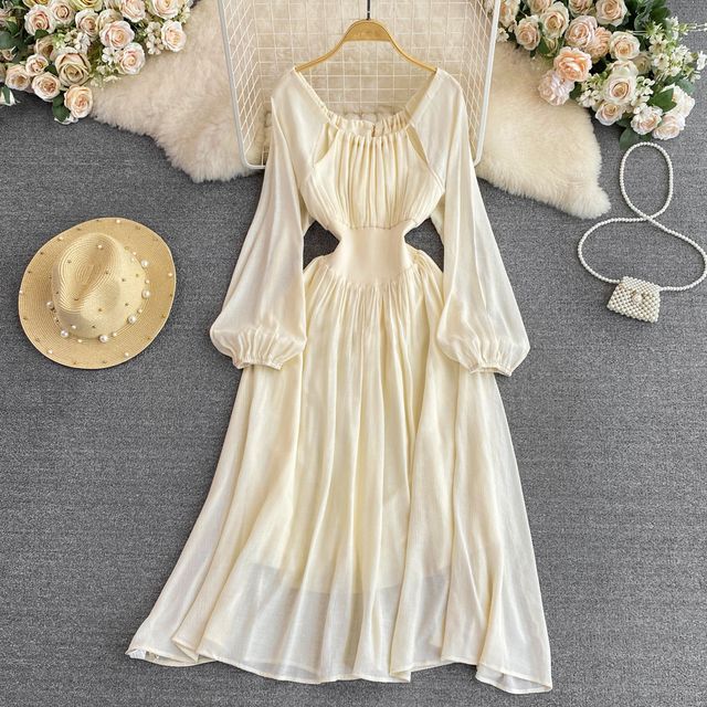 navy blue dress for baby girl Simple A-Line Long Sleeves Satin Wedding Dress Backless Beading Bridal –  Agustaprom