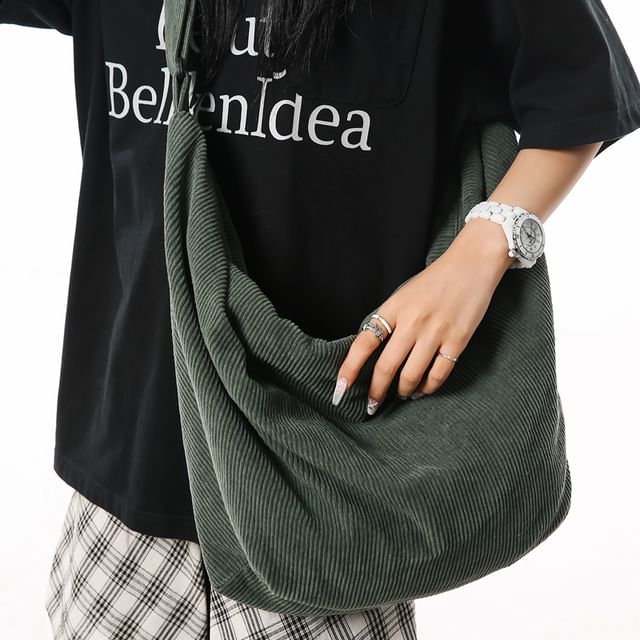 Melois-Plain Corduroy Crossbody Bag