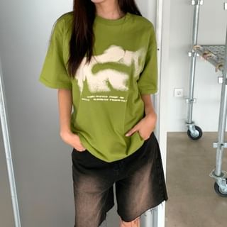 SeoulPop Short-Sleeve Print Loose-Fit Tee Sale