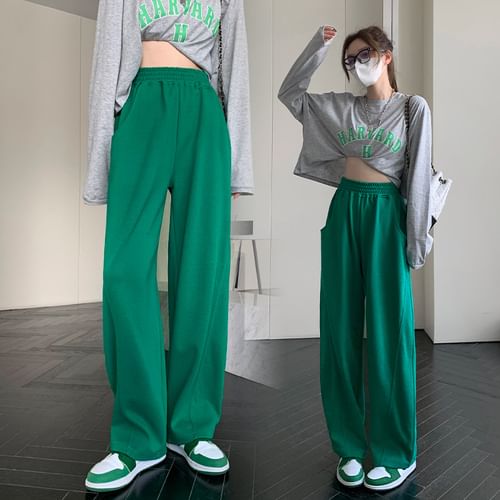 Green Wide Leg Sweatpants