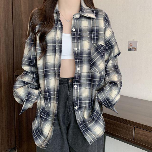 Racoon-Plaid Button-Up Shirt