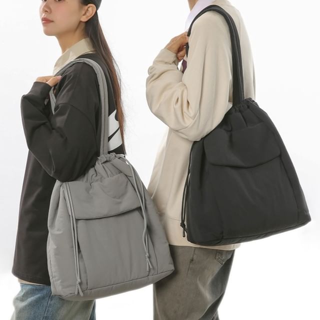 Hikuozy-Nylon Plain Tote Bag