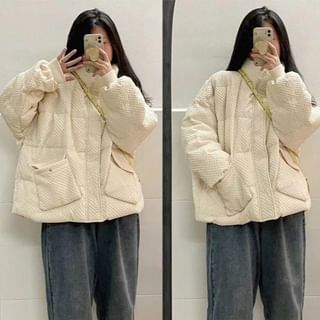 Fabricino-Turtleneck Zip-Up Puffer Jacket
