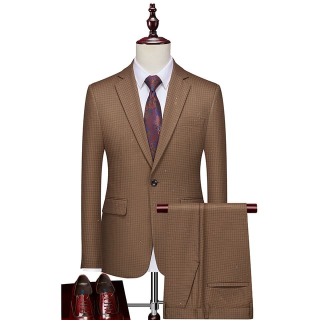 Sheck-Set One Buttoned Plain Blazer Dress Pants