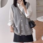 Loophus - Cable Knit Button-Up Sweater Vest
