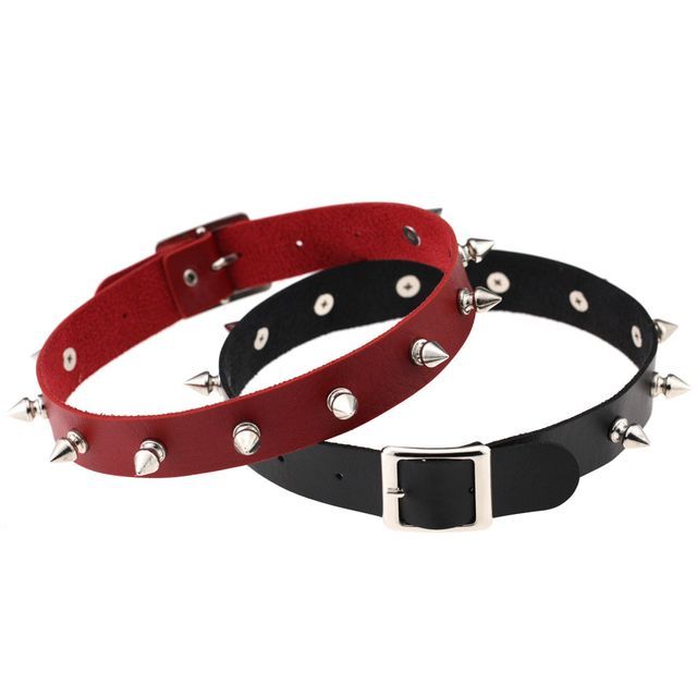 SURELIN-Studded Faux Leather Choker