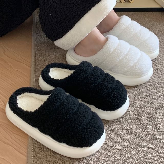 Honkizz-Faux Shearling Platform Slippers