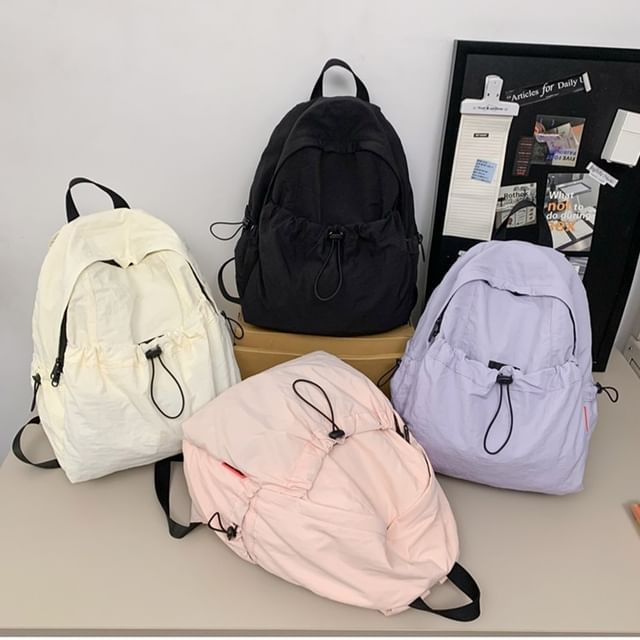 Basaran-Plain Drawstring Nylon Backpack