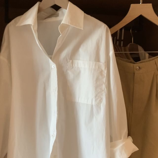 Dragan Pulse-Long-Sleeve Pocketed Plain Shirt