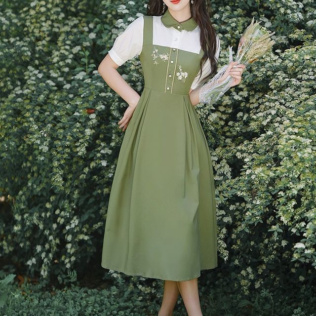 green emerald velvet dress Smriti Antique Olive Green Two-Piece Set with Pleated Peplum Top and Flared Pants Olive / S / 10 Days
