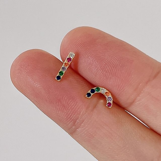 Seirios-Asymmetrical Rhinestone Stud Earring