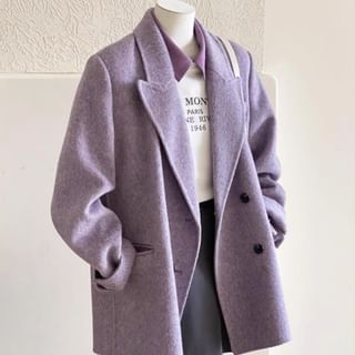 Ulark-Peak Lapel Melange Double-Breasted Jacket