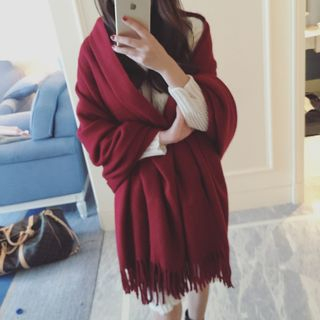 Frior-Plain Fringed Scarf