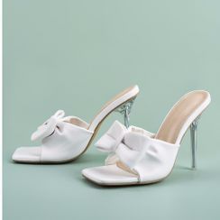 Monde - Bow High-Heel Slide Sandals