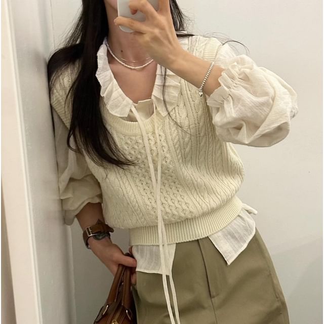 Alfie-Round Neck Plain Sweater Vest
