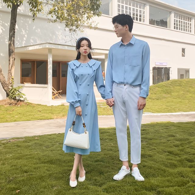 blue dress for baby girl Sky Blue Chiffon Beach Wedding Dress with Court Train PW257