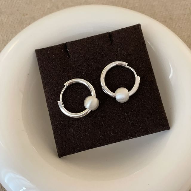 Panda Dama-Sterling Silver Beaded Hoop Earring