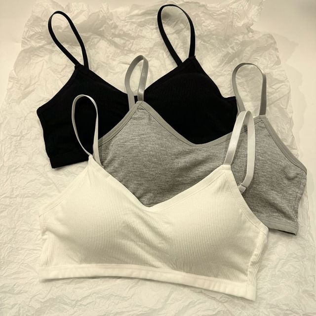 PINPI-V-Neck Plain Bra Top