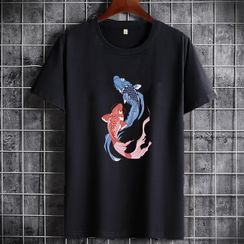 Fireon - Short-Sleeve Fish Print T-Shirt