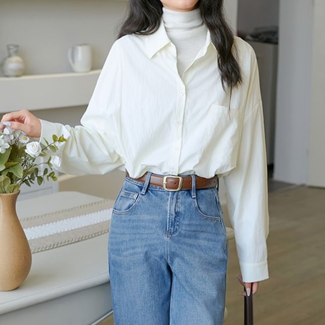 Magimomo-Long-Sleeve Plain Shirt