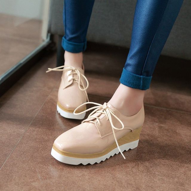 patent wedge loafers