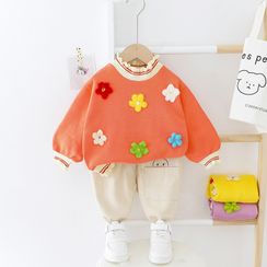 Mini Bae - 小童套装: 饰花朵套衫 + 裤 Mini Bae - 小童套装: 饰花朵套衫 + 裤