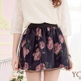 Tokyo Fashion Floral Tulle A-Line Skirt | YesStyle