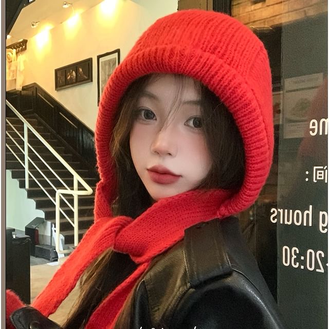 4-4 STUDIO-Plain Knit Balaclava