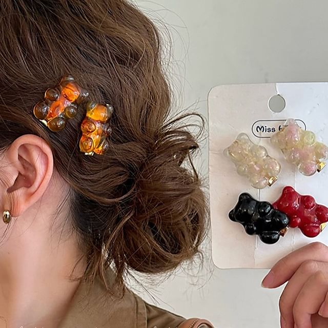 LIDO-Bear Plastic Hair Clip Various Designs Set