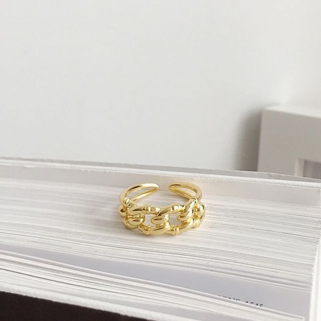 Forainer-Chain Sterling Silver Open Ring